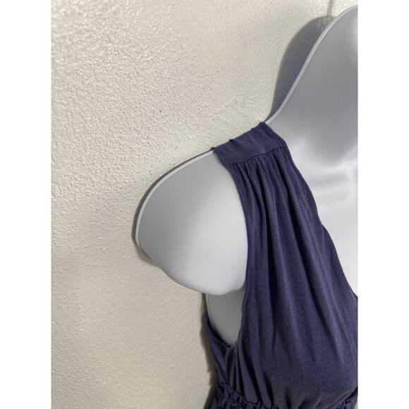 90s Y2K Max Studio Babydoll Tunic L Perrywinkle Blue Ruched Waist Going Out Top - Picture 3 of 10